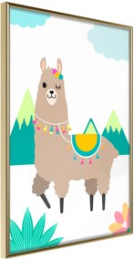 Αφίσα - Playful Llama - 30x45 - Χρυσό - Χωρίς πασπαρτού