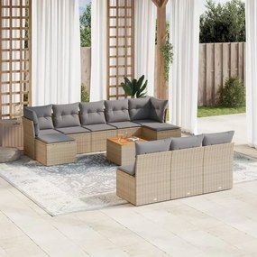 vidaXL Patio Sofa Set 10-θέσια Μίξη μπεζ και ανοιχτό γκρι