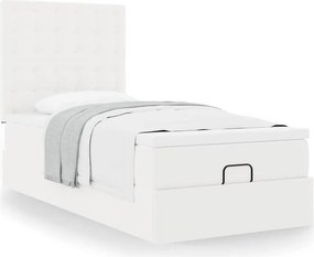 vidaXL Οθωμανικό κρεβάτι με στρώμα Λευκό 80x200cm Faux Leather