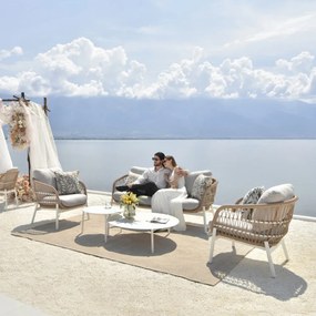Σαλόνι Κήπου Bari 01-00-2326 (Σετ 5Τμχ) Με Μαξιλάρια Natural-Light Grey 4 Θέσεων