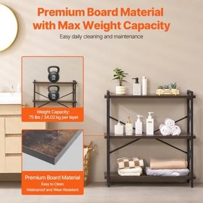 VEVOR Metal Bookshelf Rustic Bookshelf 3-Tier for Living room Bedroom &amp; Office