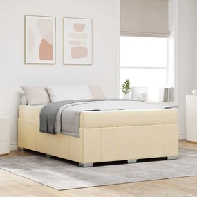 vidaXL Σκελετός Κρεβατιού με στρώμα Κρεμ 140 x 200 cm ύφασμα