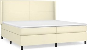 vidaXL Κρεβάτι Boxspring με Στρώμα Κρεμ 200x200 εκ. Συνθετικό Δέρμα