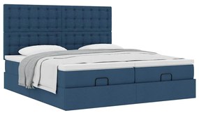vidaXL Οθωμανικό κρεβάτι με στρώματα μπλε 200x200cm ύφασμα