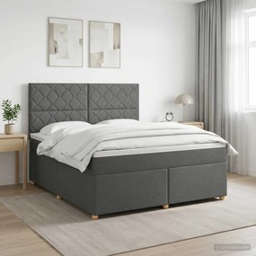 vidaXL Κρεβάτι box spring με στρώμα Σκούρο Γκρι 180 x 200 cm Ύφασμα