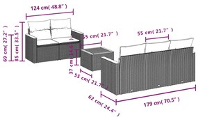 vidaXL Σετ Καναπέ Κήπου 6 τεμ. Μπεζ Συνθετικό Ρατάν με Μαξιλάρια