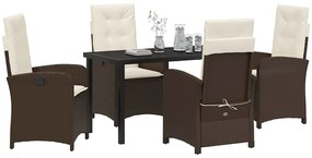 vidaXL Σέτ φαγητού για κήπο 5 pcs Καφέ συνθετικό ρατάν