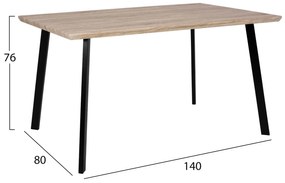 Τραπέζι OFIRA με Μαύρα πόδια Sonama 140x80x76Y εκ. 140x80x76 εκ.