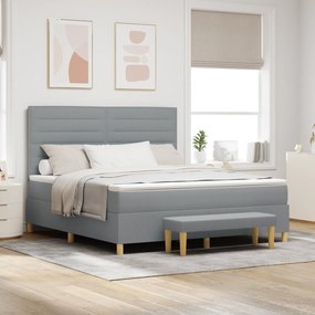 vidaXL Κρεβάτι με Στρώμα & Παγκάκι Ανοιχτό Γκρι 180x200 εκ. Ύφασμα