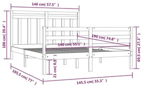 vidaXL Πλαίσιο Κρεβατιού 140 x 190 εκ. από Μασίφ Ξύλο Πεύκου