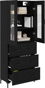 vidaXL Highboard με συρτάρι 2 pcs Μαύρη Οξυά Επεξεργασμένο ξύλο