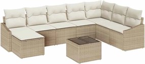 vidaXL Σετ Καναπέ με μαξιλάρι 9 pcs Μπεζ συνθετικό ρατάν