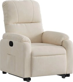 vidaXL Πολυθρόνα Ανακλινόμενη με Ανύψωση Μπεζ Ύφασμα Μικροϊνών