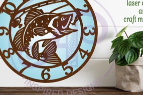 Intra απο ξύλο plywood 3mm-4mm πάχος Ρολόι τοίχου Bass Fishing  Cut  Δίασταση 8x8 cm INTRAFABR-111698731