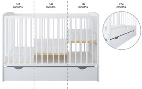 Βρεφικό Κρεβάτι Basic White με Συρτάρι + Προστατευτικό  60x120cm  BC10090A BabyCute