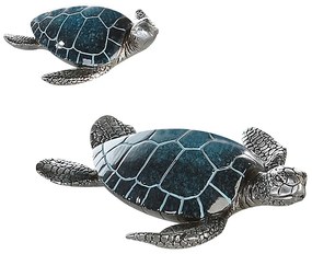 Διακοσμητικό ArteLibre Θαλάσσια Χελώνα Μπλε/Ασημί Polyresin 16x18x4cm