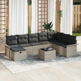 vidaXL Σετ Καναπέ Κήπου 9 pcs Ανοιχτό γκρι 297.5 x 187.5 x 85 εκ