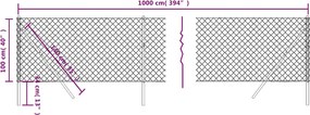 vidaXL Συρματόπλεγμα Περίφραξης Ανθρακί 1 x 10 μ.