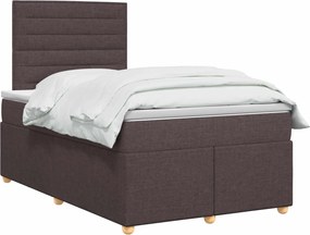 vidaXL Κρεβάτι box spring με στρώμα Σκούρο Καφέ 120 x 200 cm Ύφασμα
