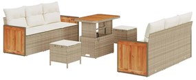 vidaXL Σετ Καναπέ Κήπου με μαξιλάρι 9 pcs μπεζ και κρεμ