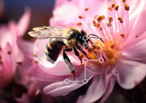 Intra Συλλεκτικό Ξύλινο Παζλ Plywood 4mm - Μέλισσα στο ροζ λουλούδι Σε Ξύλινο Κουτί - Διαστάσεις: 10x10 cm – 25 κομμάτια