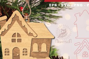 Σετ των 3 Intra απο ξύλο plywood 3mm-4mm πάχος Χριστουγεννιάτικο στολίδι με λέιζερ για το σπίτι 3 Δίασταση 8x8 cm INTRAFABR-112848194