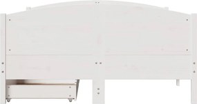 vidaXL Σκελετός Κρεβ. Χωρίς Στρώμα Λευκό 135x190 εκ Μασίφ Πεύκο