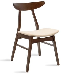 Καρέκλα Orlean μπεζ ύφασμα-rubberwood καρυδί πόδι 2αδα 49x53.5x78 εκ.