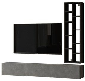 Σύνθετο ArteLibre BROMLEY Μαύρο/Γκρι Με Εφέ Τσιμέντο Μοριοσανίδα 174.6x27.3x145cm-15350049