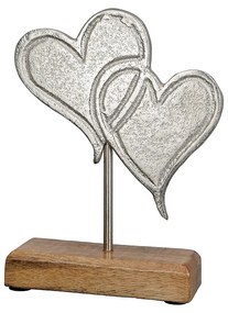 Διακοσμητικό ArteLibre Καρδιά 'Love' Σε Βάση Ασημί/Φυσικό Αλουμίνιο/Ξύλο 5x10x17cm-05160508