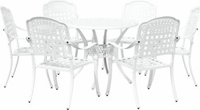 vidaXL Σέτ φαγητού για κήπο 7 pcs Λευκό Αλουμίνιο