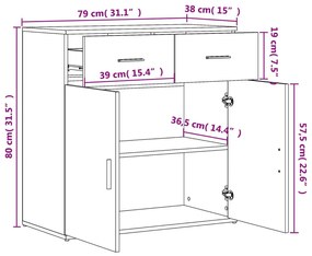 Βοηθητικό Ντουλάπι Καπνιστή Δρυς 79x38x80εκ. Επεξεργασμένο Ξύλο - Καφέ