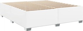 vidaXL Κρεβάτι Boxspring με Στρώμα Λευκό 200x200 εκ. Συνθετικό Δέρμα