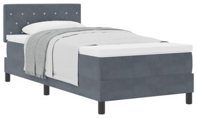 vidaXL Κρεβάτι Box Spring με Στρώμα Σκούρο Γκρι 90x200 cm Βελούδο