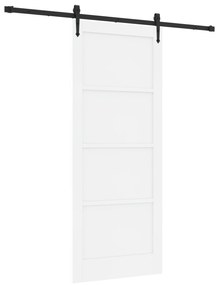 vidaXL Συρόμενη Πόρτα με Σετ Εξαρτημάτων Λευκή 86x211 εκ. Συμπαγές Ξύλο Πεύκου