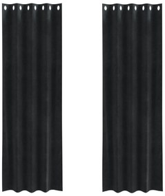 vidaXL Curtains Blackout  με Eyelets 2 τεμαχίων Μαύρο Βελούδο