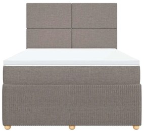 vidaXL Κρεβάτι Boxspring με Στρώμα Taupe 140x190 εκ. Υφασμάτινο
