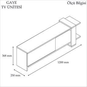 Έπιπλο Τηλεόρασης Καρυδιά / Λευκό TIVIR 120x25x36,8