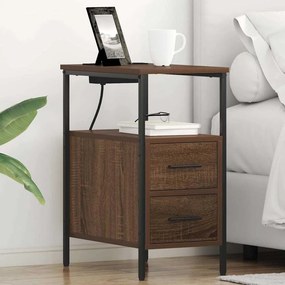 vidaXL Κομοδίνο 2 pcs Καφέ δρυς 30 x 48 x 61 εκ Επεξεργασμένο ξύλο