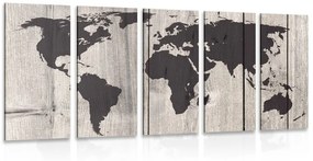Χάρτης εικόνων 5 μερών σε ξύλινο φόντο - 100x50