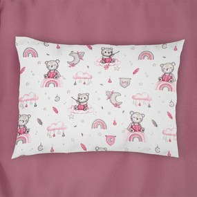 Βρεφική Μαξιλαροθήκη (35x45) Dimcol Cloudy Bear 582 White - Pink