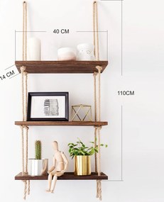 Ράφι Τοίχου Καρυδί ADRE 40x14x110