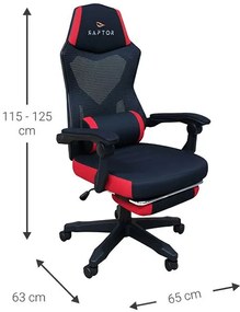 Καρέκλα Gaming Raptor Venom-Kokkino