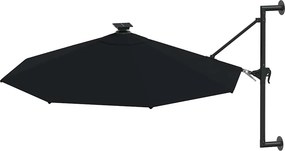 vidaXL Ομπρέλα Κήπου Επιτοίχια με LED Μαύρη 300 εκ.