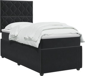 vidaXL Κρεβάτι box spring με στρώμα Μαύρο 90 x 190 cm Βελούδο