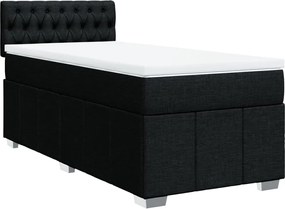 vidaXL Κρεβάτι Boxspring με Στρώμα Μαύρο 100 x 200 εκ. Υφασμάτινο
