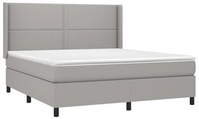 vidaXL Κρεβάτι Boxspring με Στρώμα &amp; LED Αν.Γκρι 180x200εκ. Υφασμάτινο