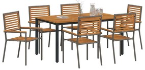 vidaXL Σέτ φαγητού για κήπο 7 pcs Γκρι και Καφέ συνθετικό ρατάν