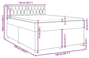 Κρεβάτι Boxspring με Στρώμα Μαύρο 140x190 εκ. Υφασμάτινο - Μαύρο