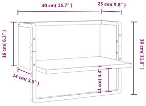 Ράφι Τοίχου με Μπάρα Sonoma Δρυς 40 x 25 x 30 εκ. - Καφέ